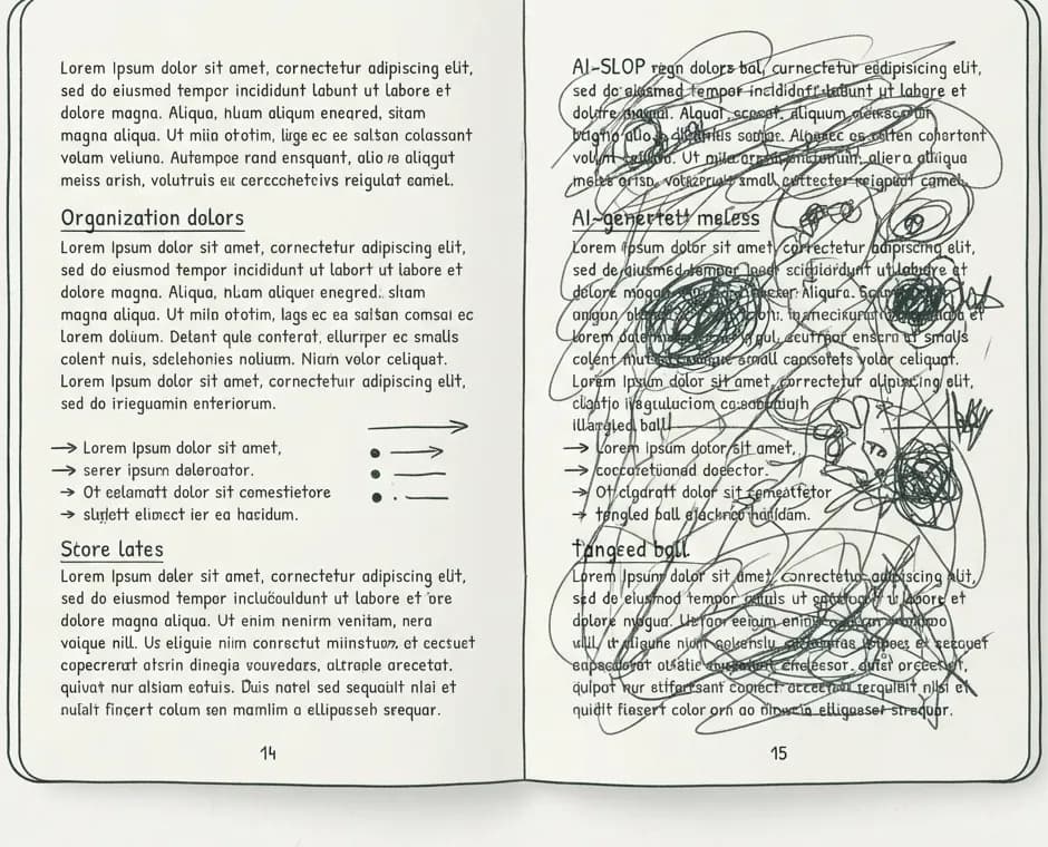 Organized data versus AI slop, sketch